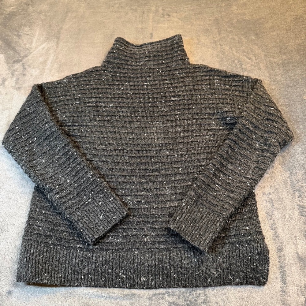 Madewell Ribbed Mockneck Sweater Womens Extra Small Gray Wool Blend Pullover